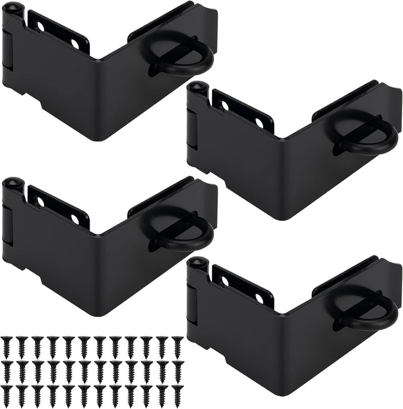 KIMIWISE 5 Inch Door Hasp Latch, 90° Right Angle Heavy Duty Stainless Steel Padlock Latch, Extra Thick Door Lock Hasp, Suitable for Cabinets, Drawers, Wooden Boxes, and Bookcases, Black, 4 Pack - Image 1